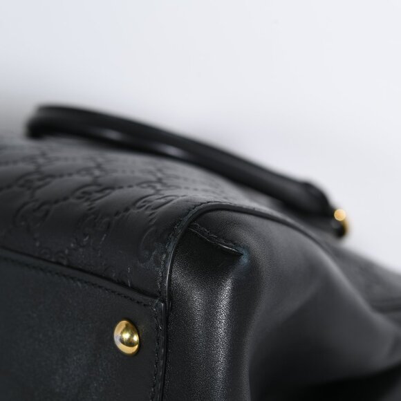 Gucci Soft Guccissima Black Leather Tote Bag Gold Hardware Top Handle Bag - Picture 11 of 12